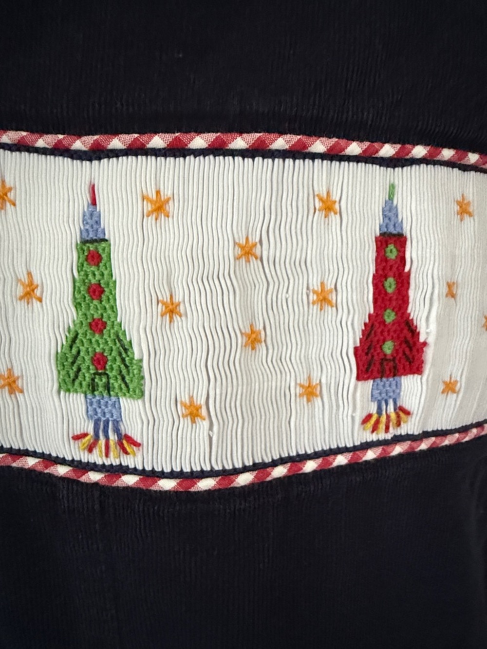 Three Mommas Smocked Rocket Longall 18-24M Navy Corduroy Boys Boutique Overalls - Picture 5 of 7